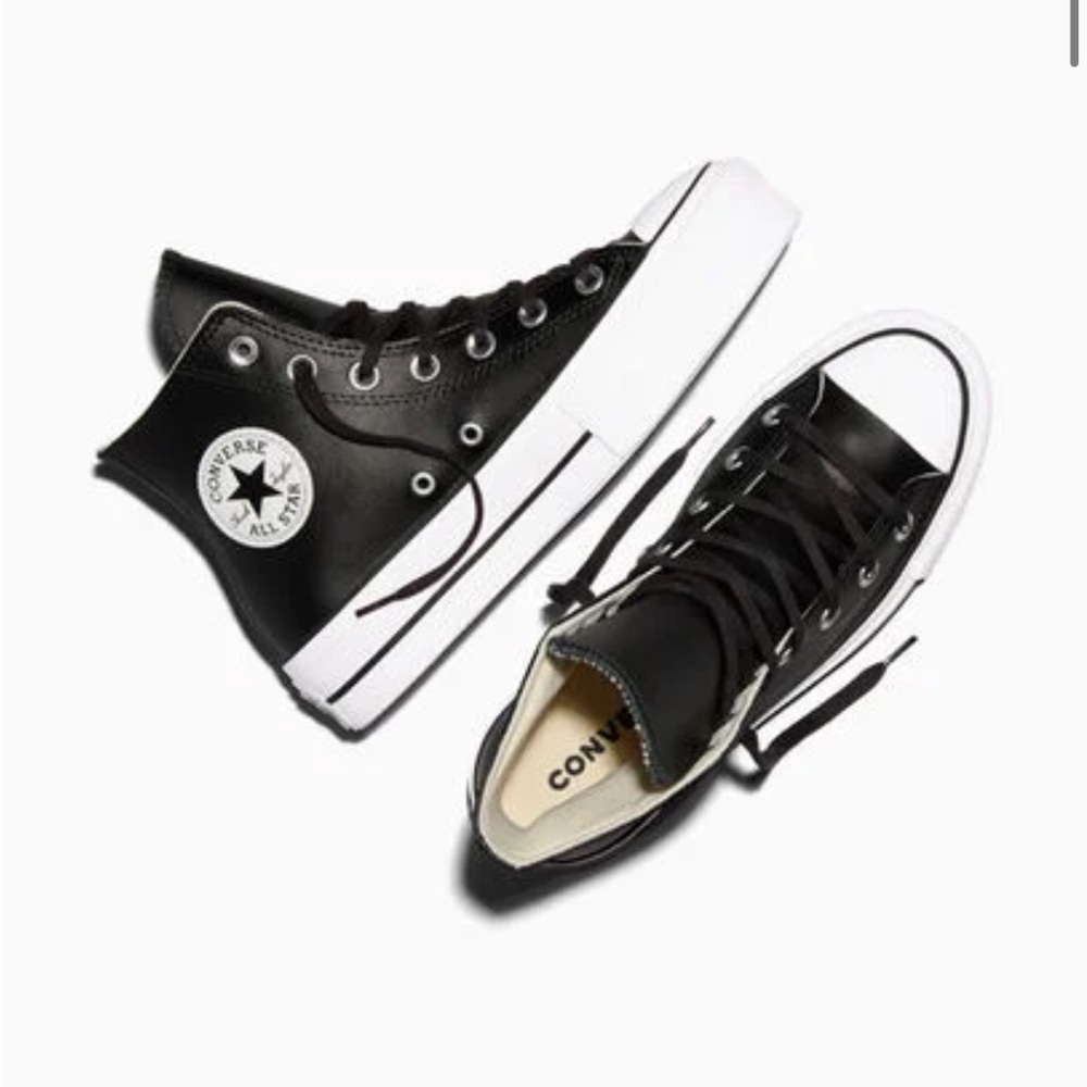 converse leather platform high top sneakers - Picture 2 of 8